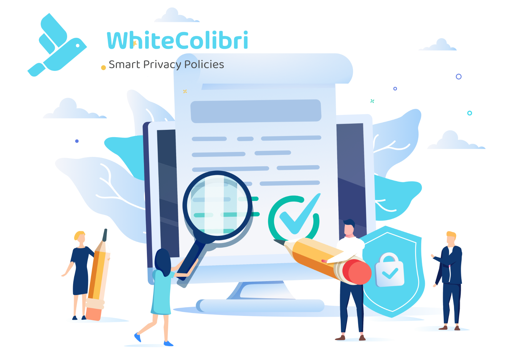 Illustration eines Dokuments, das von mehreren Menschen gemeinsam bearbeitet wird