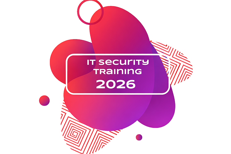 Colourful elements with the text ‘IT Security Training 2025’