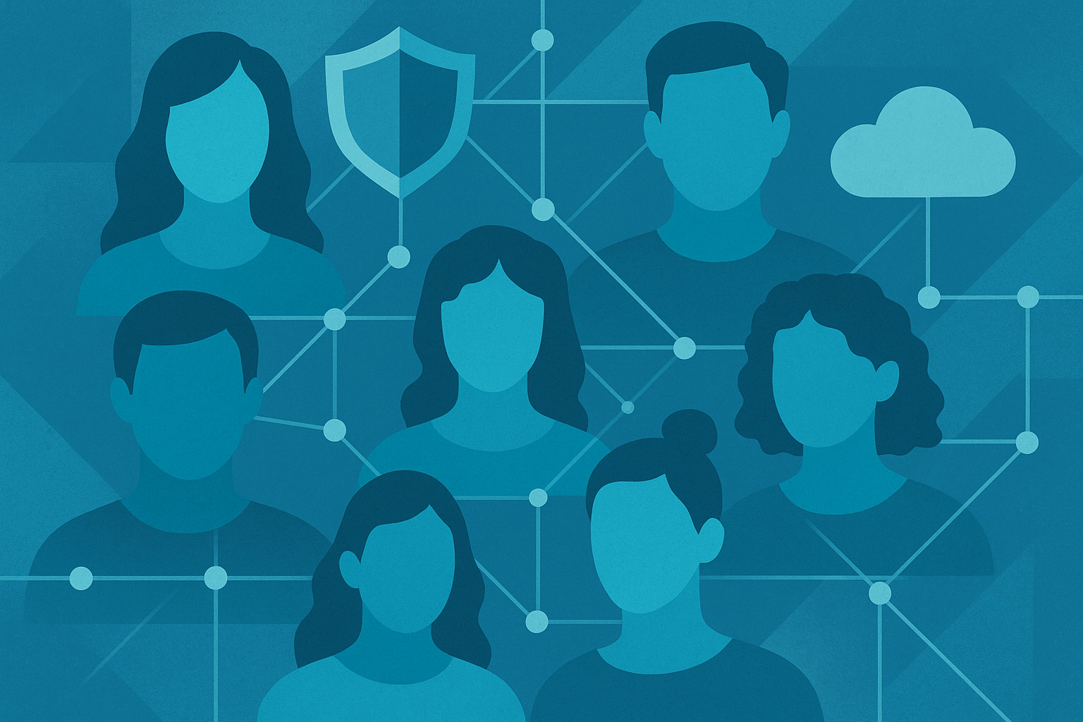 Datenschutz Experten Abstract people in a network with a privacy shield