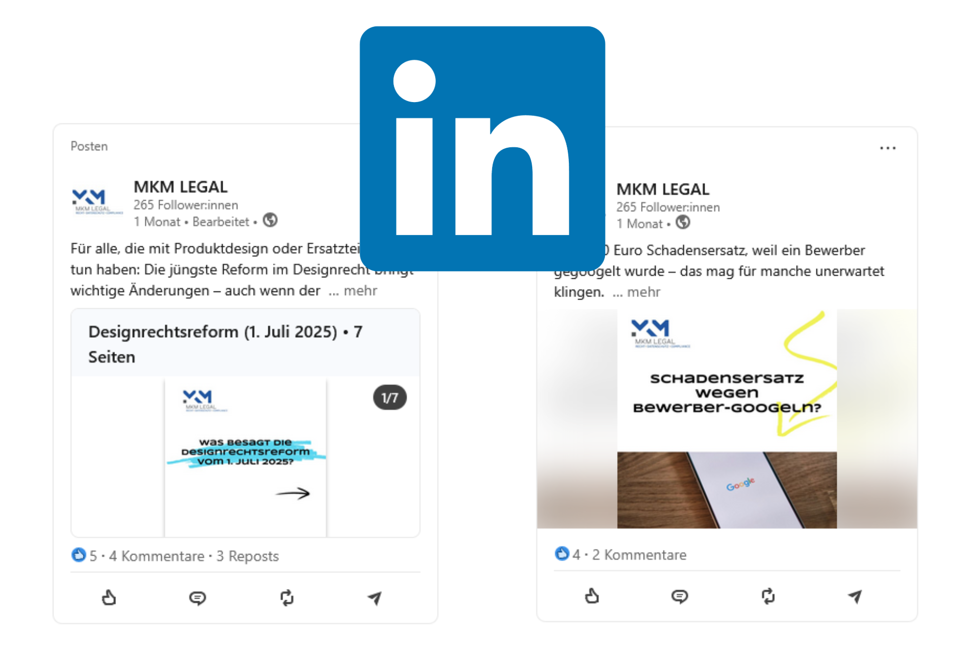 LinkedIn-Beiträge und LinkedIn-Logo